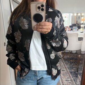 Topman Floral Black Bomber Jacket